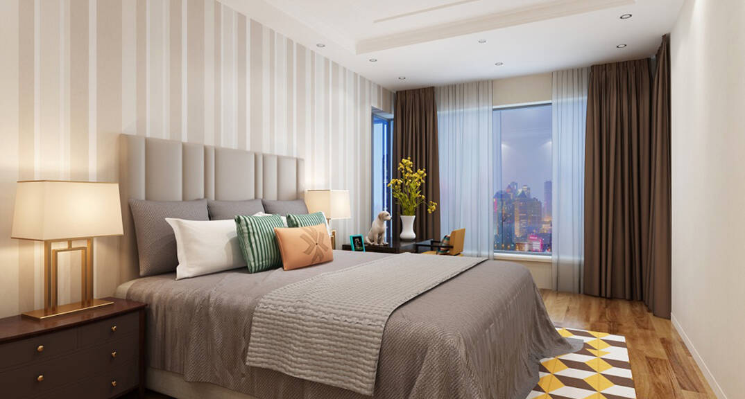 鑫江桂花園2室2廳77平美式風格裝修臥室效果圖