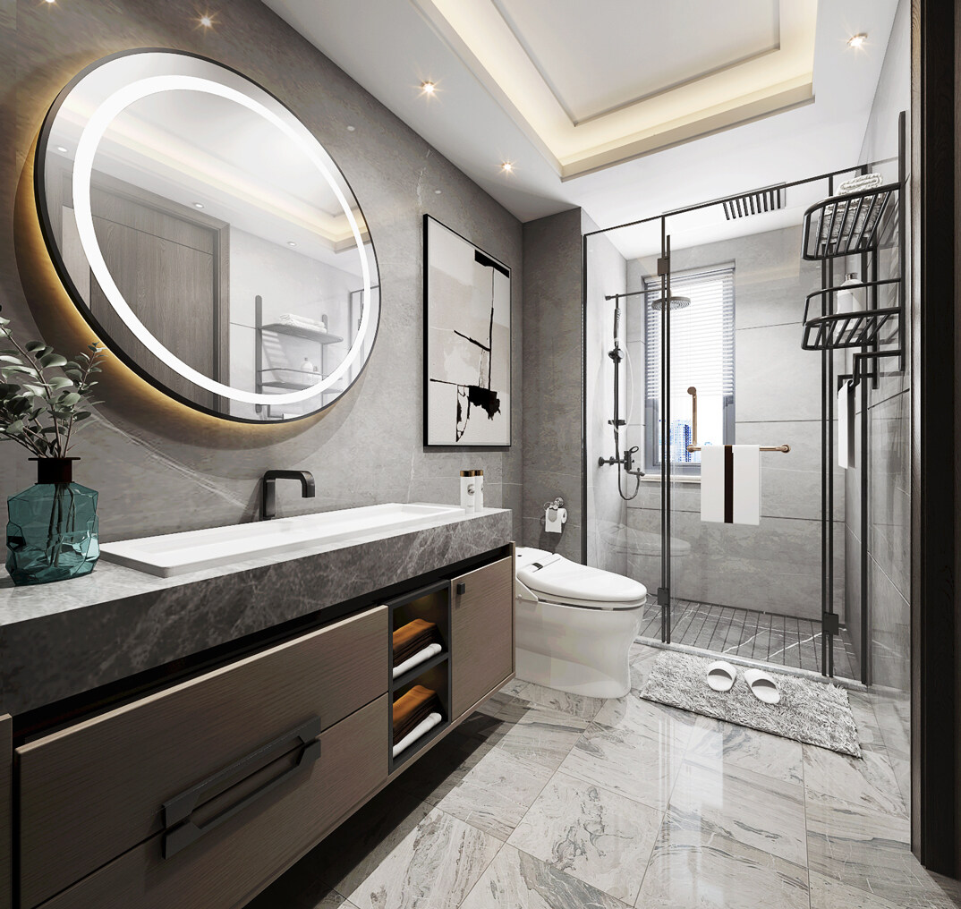 青鐵海譽府143㎡三室二廳衛(wèi)生間輕奢風格裝修案例效果圖